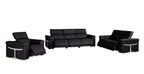Three Piece Black Italian Leather Six Person Seating Set