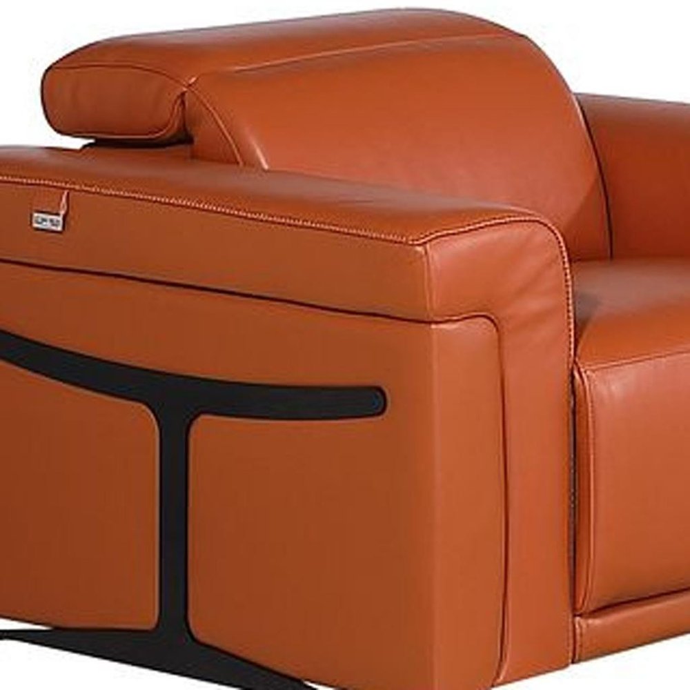 Three Piece Camel Italian Leather Six Person Seating Set