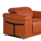 Three Piece Camel Italian Leather Six Person Seating Set