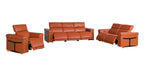 Three Piece Camel Italian Leather Six Person Seating Set