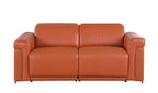 Three Piece Camel Italian Leather Six Person Seating Set