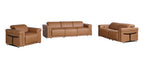 Three Piece Chestnut Italian Leather Six Person Seating Set