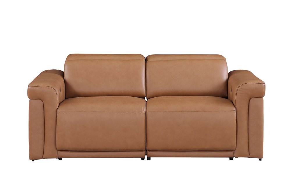 Three Piece Chestnut Italian Leather Six Person Seating Set