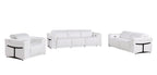 Three Piece White Italian Leather Six Person Seating Set