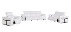Three Piece White Italian Leather Six Person Seating Set