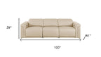 Three Piece Beige Italian Leather Six Person Seating Set