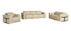 Three Piece Beige Italian Leather Six Person Seating Set