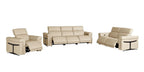 Three Piece Beige Italian Leather Six Person Seating Set