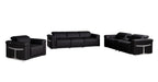 Three Piece Black Italian Leather Six Person Seating Set