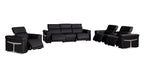 Three Piece Black Italian Leather Six Person Seating Set