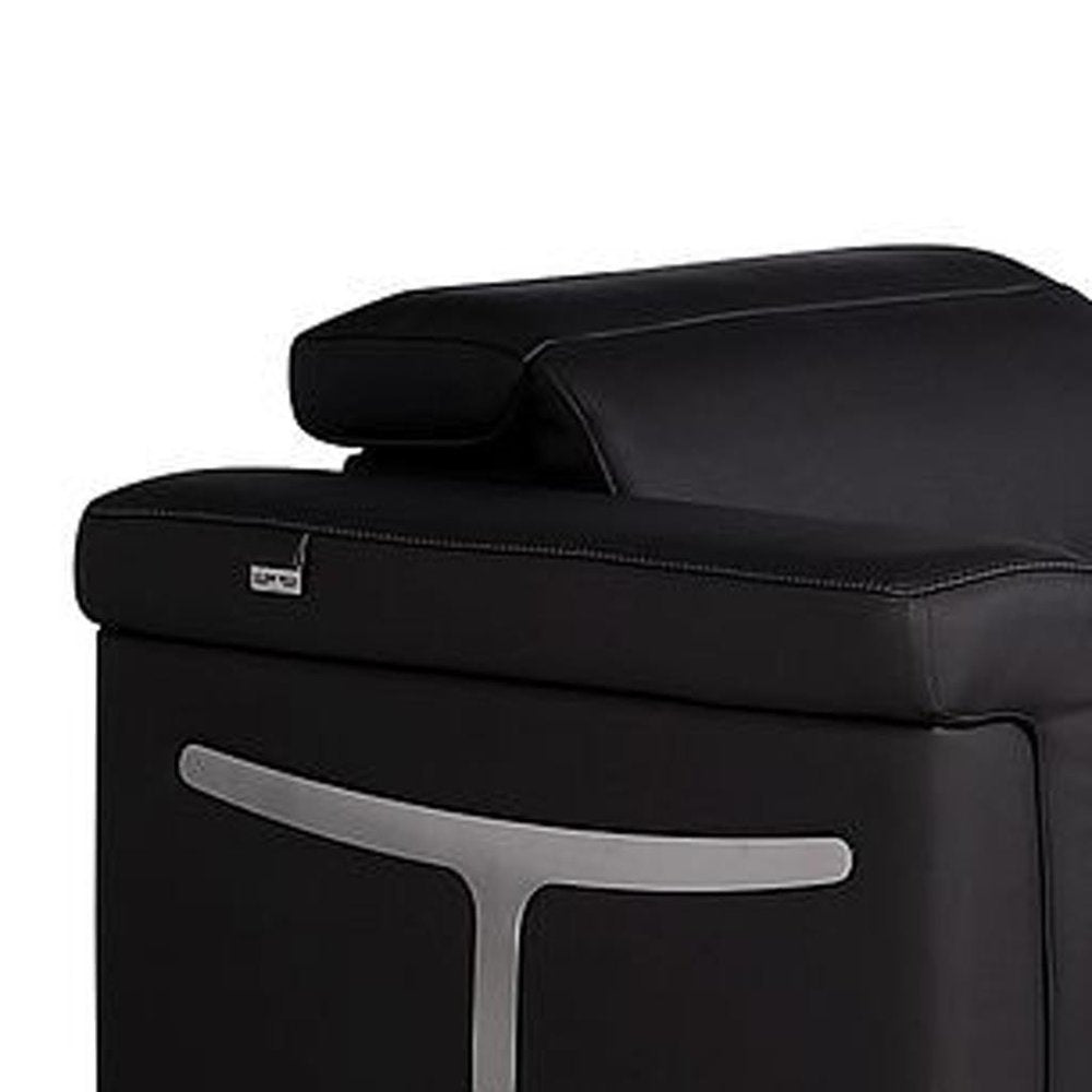 Three Piece Black Italian Leather Six Person Seating Set