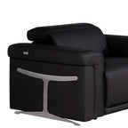 Three Piece Black Italian Leather Six Person Seating Set