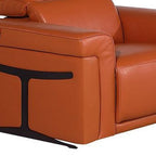 Three Piece Camel Italian Leather Six Person Seating Set