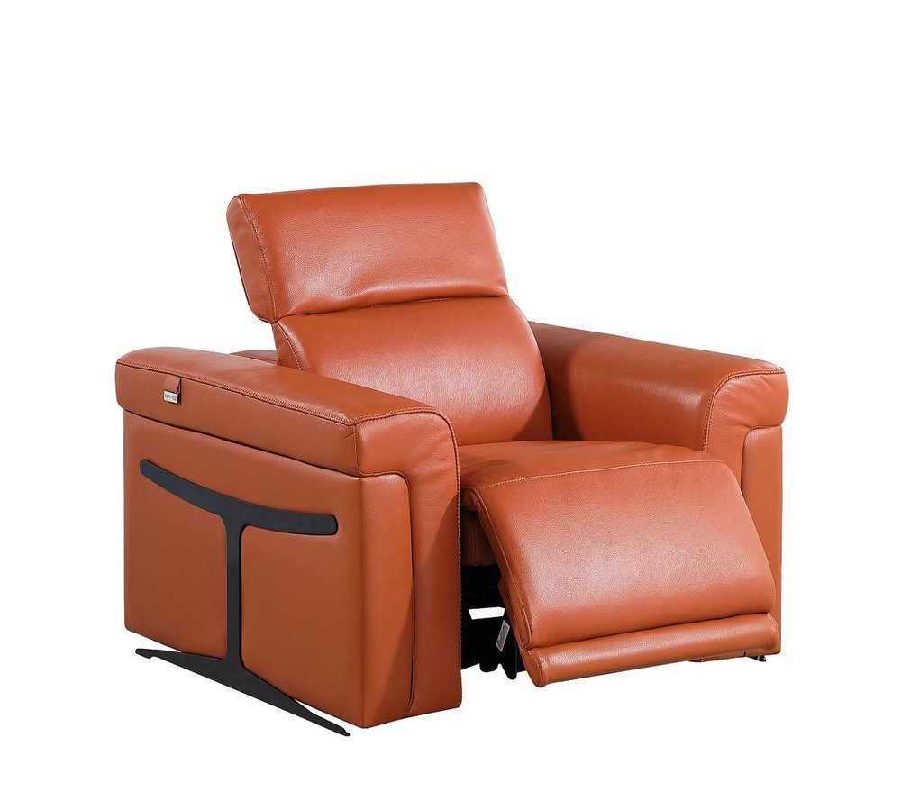 Three Piece Camel Italian Leather Six Person Seating Set