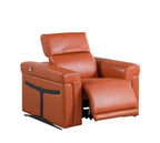 Three Piece Camel Italian Leather Six Person Seating Set