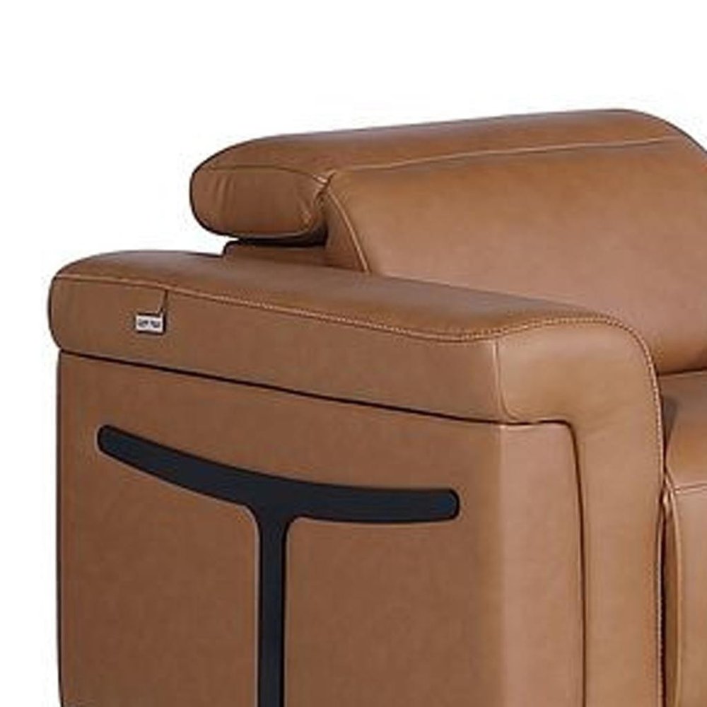 Three Piece Chestnut Italian Leather Six Person Seating Set