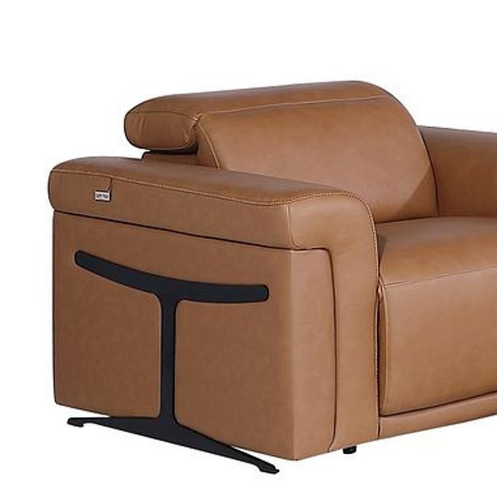 Three Piece Chestnut Italian Leather Six Person Seating Set