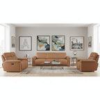 Three Piece Chestnut Italian Leather Six Person Seating Set