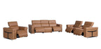 Three Piece Chestnut Italian Leather Six Person Seating Set