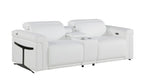 Three Piece White Italian Leather Six Person Seating Set