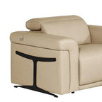 Three Piece Beige Italian Leather Six Person Seating Set