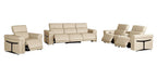 Three Piece Beige Italian Leather Six Person Seating Set