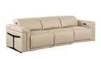 Three Piece Beige Italian Leather Six Person Seating Set