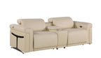 Three Piece Beige Italian Leather Six Person Seating Set