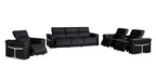 Three Piece Black Italian Leather Six Person Seating Set