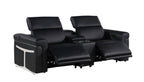 Three Piece Black Italian Leather Six Person Seating Set