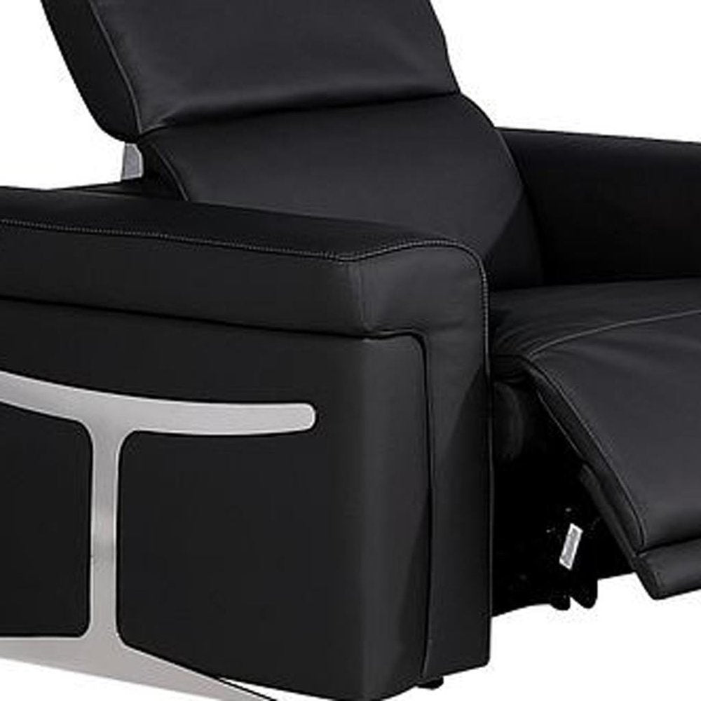Three Piece Black Italian Leather Six Person Seating Set