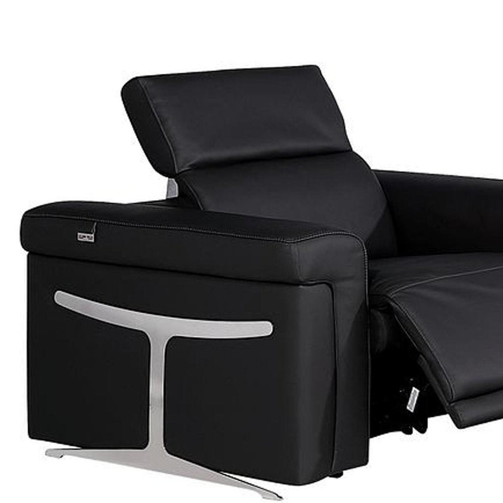 Three Piece Black Italian Leather Six Person Seating Set