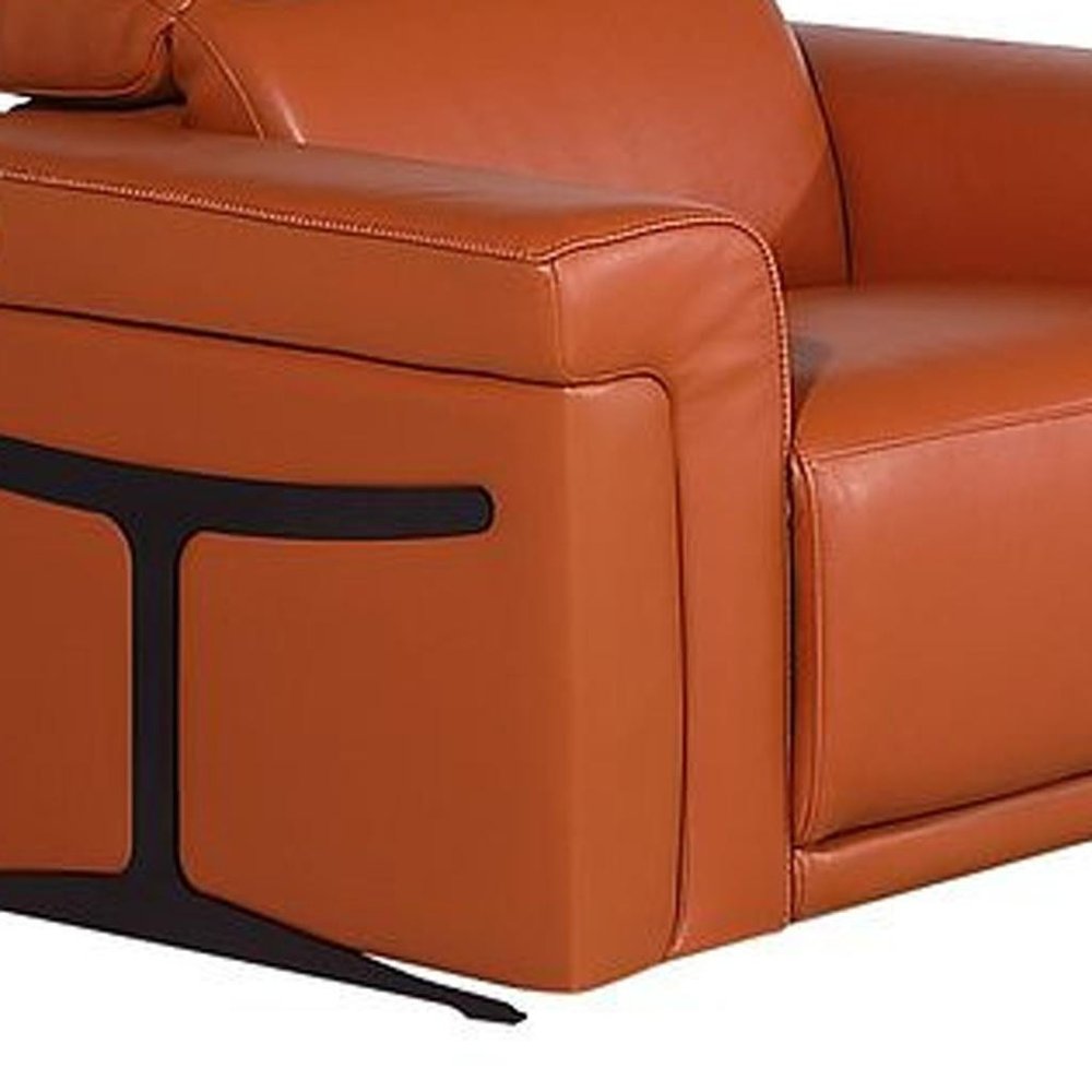 Three Piece Camel Italian Leather Six Person Seating Set