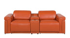 Three Piece Camel Italian Leather Six Person Seating Set