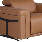 Three Piece Chestnut Italian Leather Six Person Seating Set