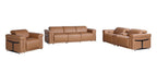 Three Piece Chestnut Italian Leather Six Person Seating Set