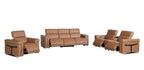 Three Piece Chestnut Italian Leather Six Person Seating Set