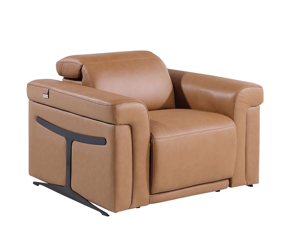 Three Piece Chestnut Italian Leather Six Person Seating Set