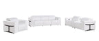 Three Piece White Italian Leather Six Person Seating Set