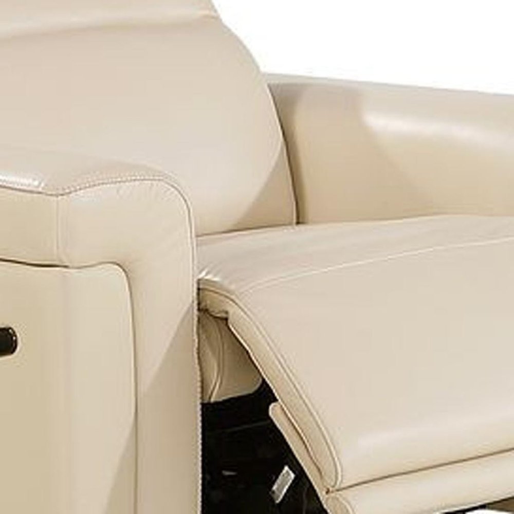 Three Piece Beige Italian Leather Six Person Seating Set
