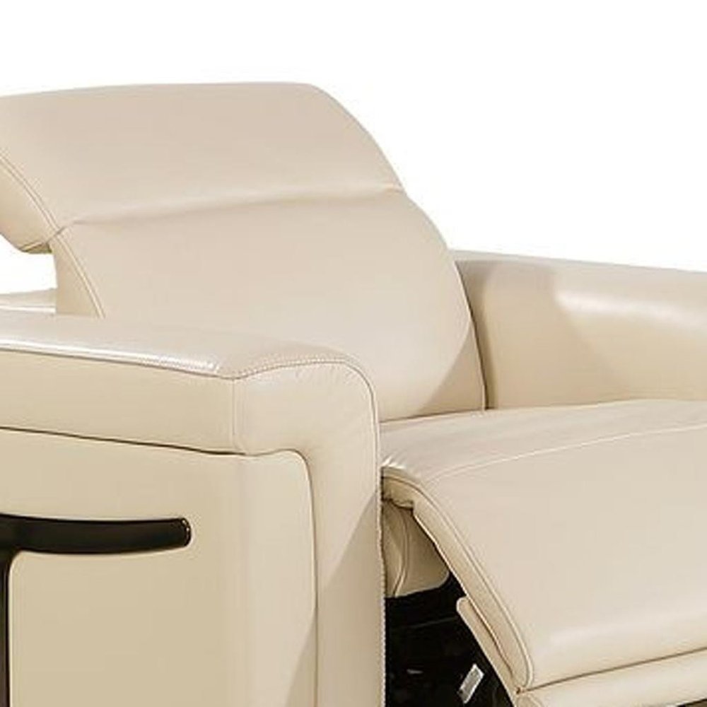 Three Piece Beige Italian Leather Six Person Seating Set