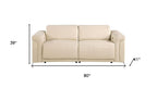 Three Piece Beige Italian Leather Six Person Seating Set
