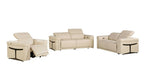 Three Piece Beige Italian Leather Six Person Seating Set