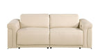 Three Piece Beige Italian Leather Six Person Seating Set