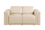 Three Piece Beige Italian Leather Six Person Seating Set