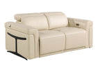Three Piece Beige Italian Leather Six Person Seating Set