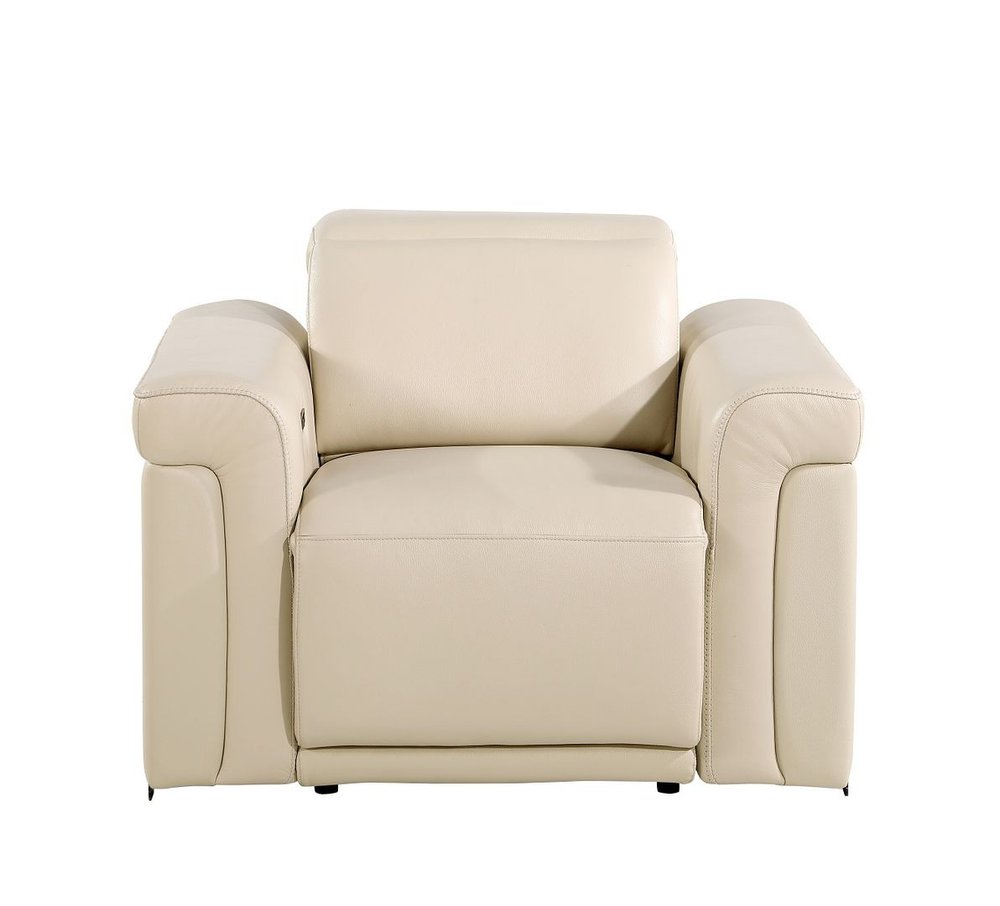 Three Piece Beige Italian Leather Six Person Seating Set