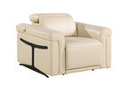 Three Piece Beige Italian Leather Six Person Seating Set