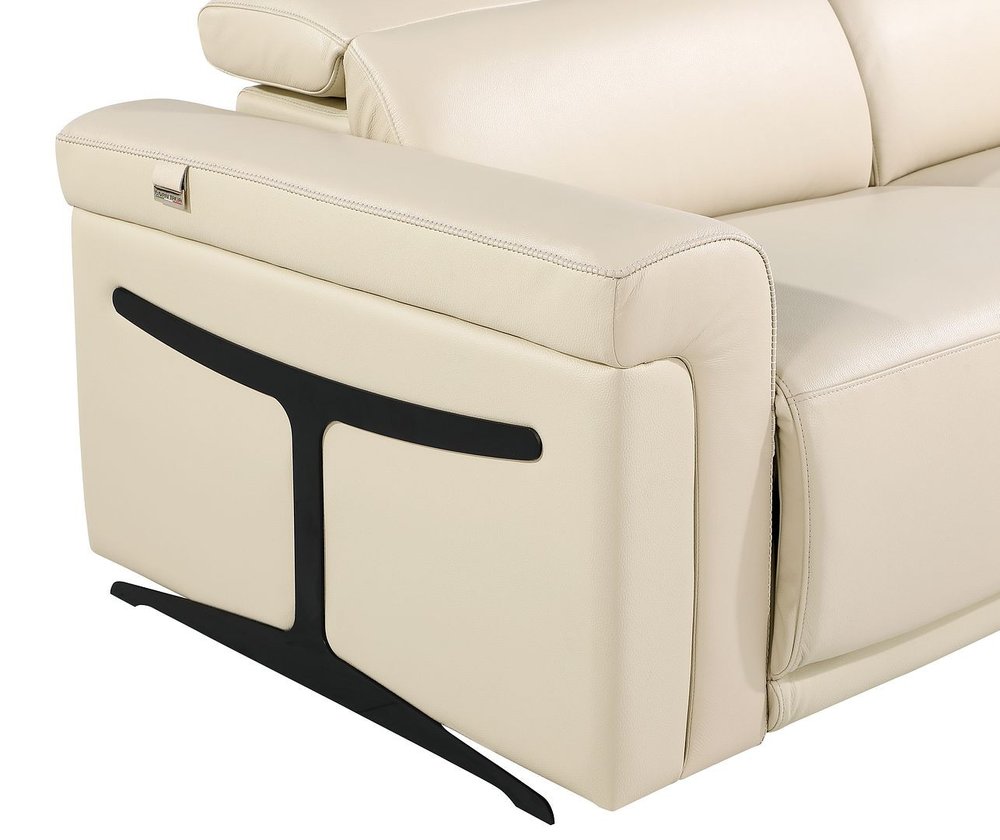 Three Piece Beige Italian Leather Six Person Seating Set
