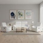 Three Piece White Italian Leather Six Person Seating Set